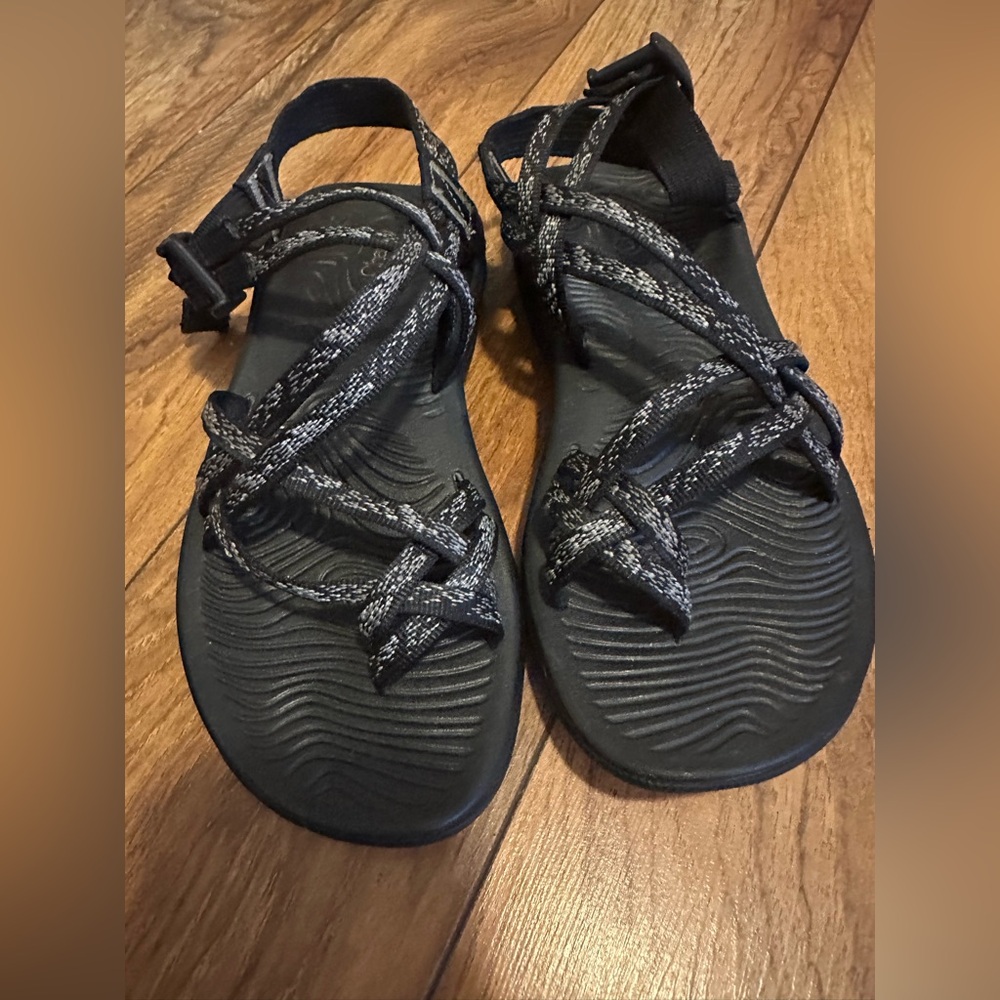 Chacos Black and Gray Strappy Sandals- worn once to amusement park.